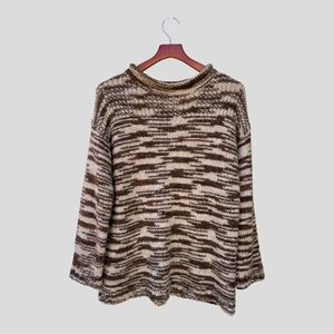 Urban Outfitters ECOTE Women’s Mock Neck Brown/Cream Space Dye Sweater Sz S